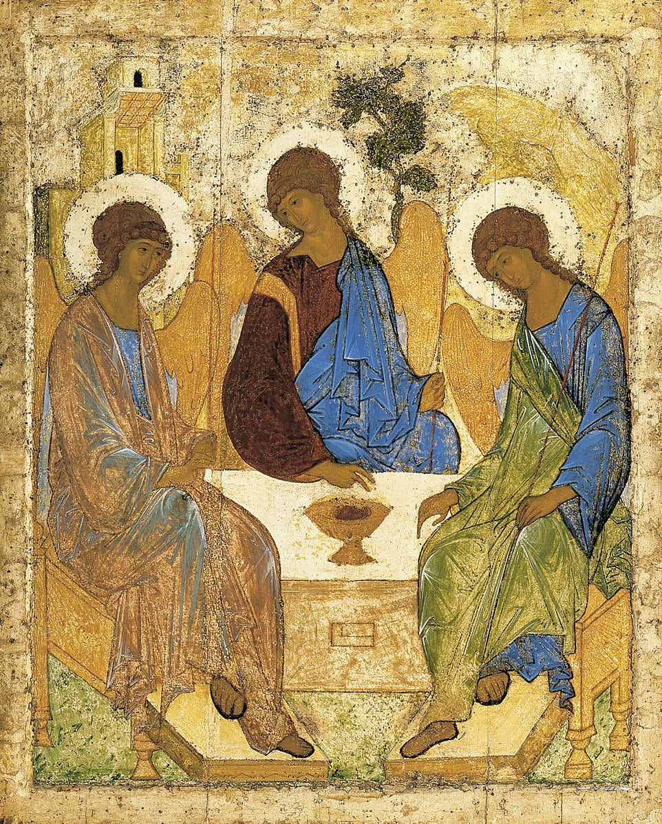 Andrei Rublev, The Trinity, c. 1411–1427, tempera on panel, State Tretyakov Gallery, Moscow