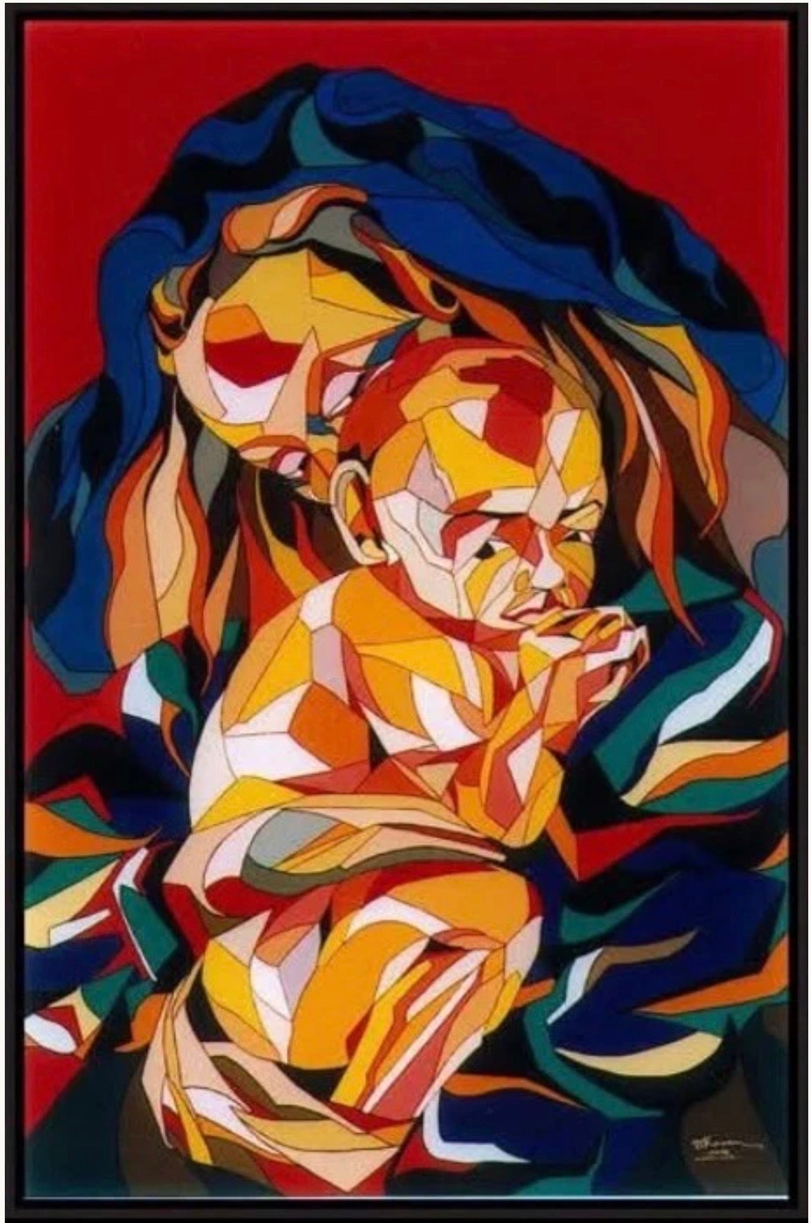 Philippe De Kraan, Mother Love (1993), oil on canvas — a tender depiction of maternal care and devotion