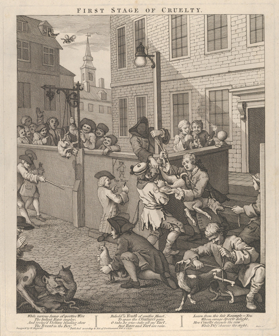 William Hogarth, The Reward of Cruelty, 1751. The final engraving in The Four Stages of Cruelty series, depicting the public dissection of an executed murderer.