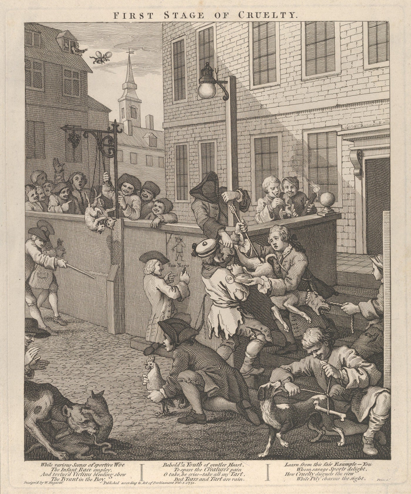 William Hogarth, The Reward of Cruelty, 1751. The final engraving in The Four Stages of Cruelty series, depicting the public dissection of an executed murderer.