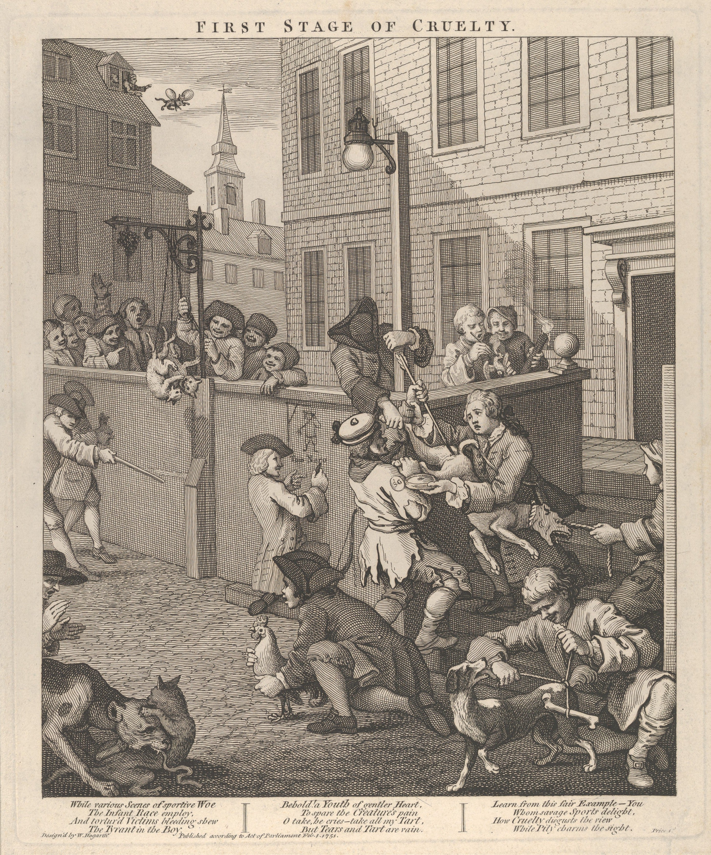 William Hogarth, The Reward of Cruelty, 1751. The final engraving in The Four Stages of Cruelty series, depicting the public dissection of an executed murderer.