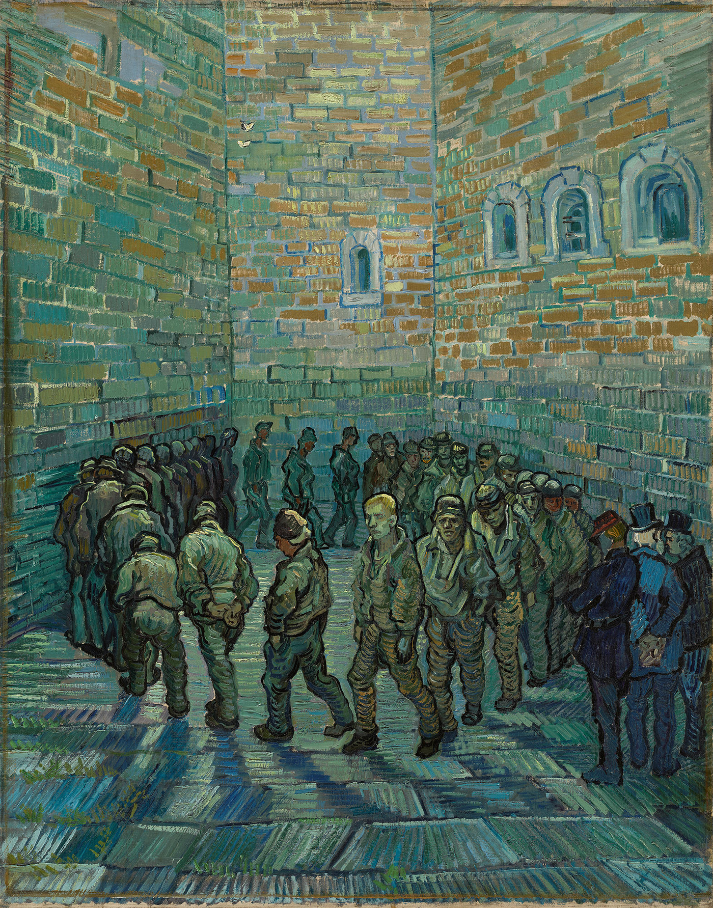 Vincent van Gogh, Prisoners' Round, 1890, prisoners walking in a circular exercise yard at Saint-Paul-de-Mausole asylum, Saint-Rémy