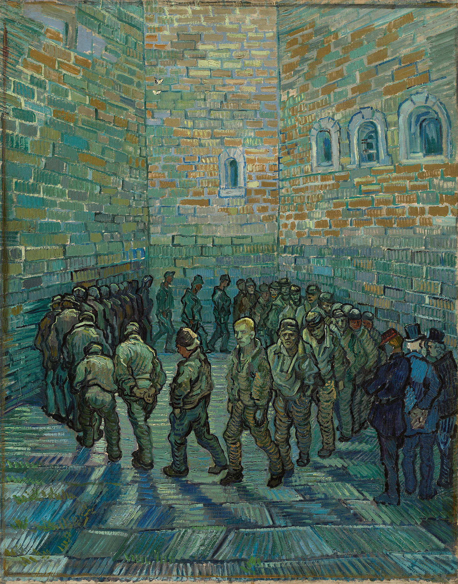 Vincent van Gogh, Prisoners' Round, 1890, prisoners walking in a circular exercise yard at Saint-Paul-de-Mausole asylum, Saint-Rémy