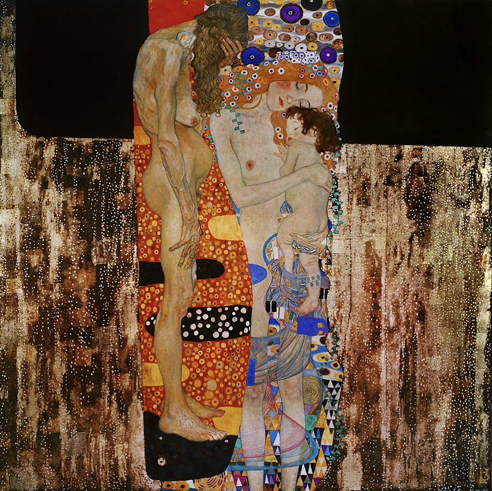 Gustav Klimt, The Three Ages of Woman — a mother holds her sleeping child