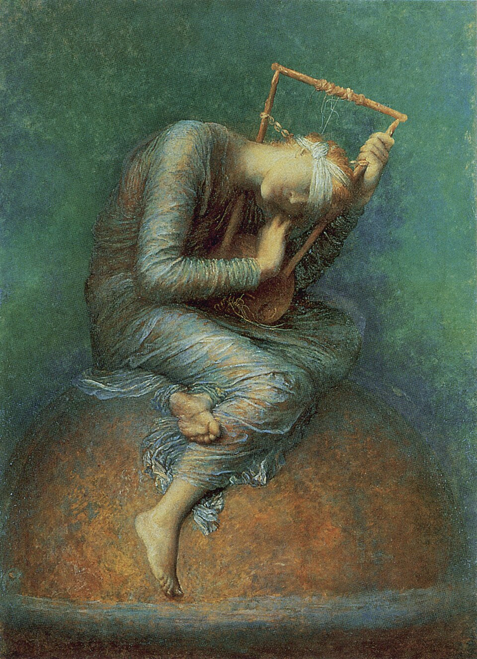 George Frederic Watts, Hope, 1886 — a blindfolded woman seated on a globe, holding a lyre with a single remaining string